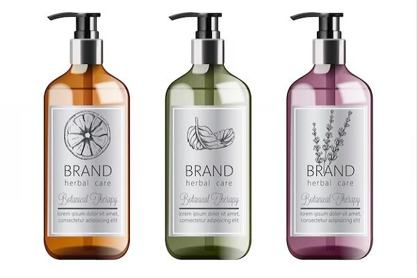 composition de bouteilles de shampoing bio aux soins à base de plantes. shampooings antichute