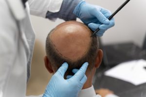 personne recevant une greffe de cheveux