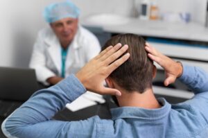Homme adulte effectuant une extraction d'unité folliculaire