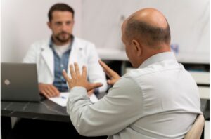 Homme subissant un processus d'extraction d'unités folliculaires