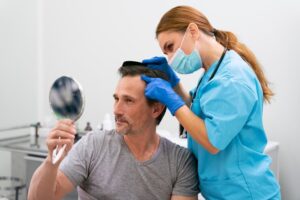 Homme adulte traité pour une perte de cheveux