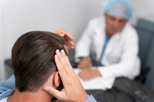 Homme adulte traité pour une perte de cheveux