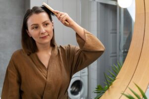 Adulte prenant soin de ses cheveux 
