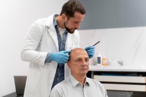 Homme mûr subissant un processus d'extraction d'unités folliculaires, Problèmes dérivés de l'alopécie