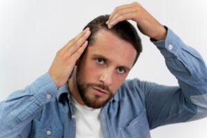 Homme adulte se regardant les cheveux, Raisons pour lesquelles nos cheveux cessent de pousser