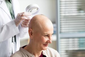 Médecin examinant un patient atteint d'un cancer de la peau - coloration après chimiothérapie