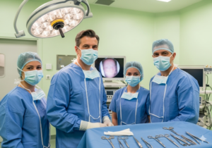 Portrait d'une équipe de chirurgiens spécialisés en implants capillaires en France. clinique de greffe de cheveux et un bon chirurgien capillaire