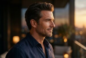 Résultat naturel après une greffe de cheveux en France.