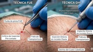 Différence FUE vs DHI.
