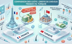 Comparaison de tarifs pour une greffe de cheveux entre la France et la Turquie.