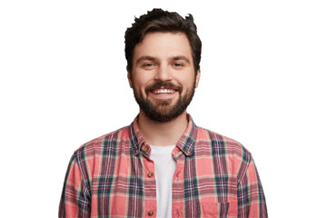 Image d'un homme heureux d'avoir subi une greffe de cheveux.